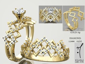oro anillo 3d impresión modelo joyería joya ashion imprimible platino plata diamante dedo brillante moda belleza compromiso boda solitario anillos 3d print model - Mito3D