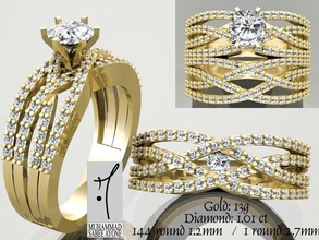 altın 3d yazıcı modeli yüzük takı düğün nişan Gümüş mücevher yazdırılabilir gem elmas moda yüzüğü engagem güzellik giyim cad parlak 3d print model - Mito3D
