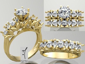 gold-ring 3d-Druck Modell Schmuck ring ashion-ring bedruckbar ist Platin Silber gem Diamant-ring prototyping genial gold Mode-Schönheit engagement Hochzeit Juwel diamond solitair Ringe 3d print model - Mito3D