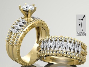 bague en or 3d modèle d'impression bijoux de l'anneau imprimable engagem le diamant d'argent l'engagement mariage mode beauté anneau l'émeraude cad brillant fiançailles les anneaux 3d print model - Mito3D
