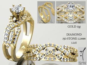 gold-ring 3d-Druck Modell Schmuck ring ashion-ring bedruckbar ist Platin Silber gem Diamant-ring prototyping finger gold Mode-Schönheit engagement Hochzeit Juwel diamond solitair Ringe 3d print model - Mito3D