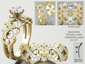 gold-ring 3d-Druck Modell Schmuck ring ashion-ring bedruckbar ist Platin Silber gem Diamant-ring prototyping genial gold Mode-Schönheit engagement Hochzeit Juwel diamond solitair Ringe 3d print model - Mito3D