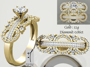 bague en or 3d modèle d'impression bijoux de l'anneau imprimable anneau mode le platine d'argent gem diamant prototypage doigt beauté fiançailles saphir joyau mariage l'engagement solitair les anneaux 3d print model - Mito3D