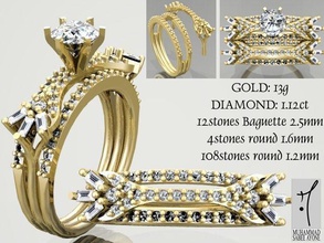 anello in oro stampa 3d modello gioielli stampabile disco di platino argento gemma brillante moda e bellezza orecchino diamanti braccialetto bangle brillant gioiello fidanzamento matrimonio solitair diamante anelli 3d print model - Mito3D