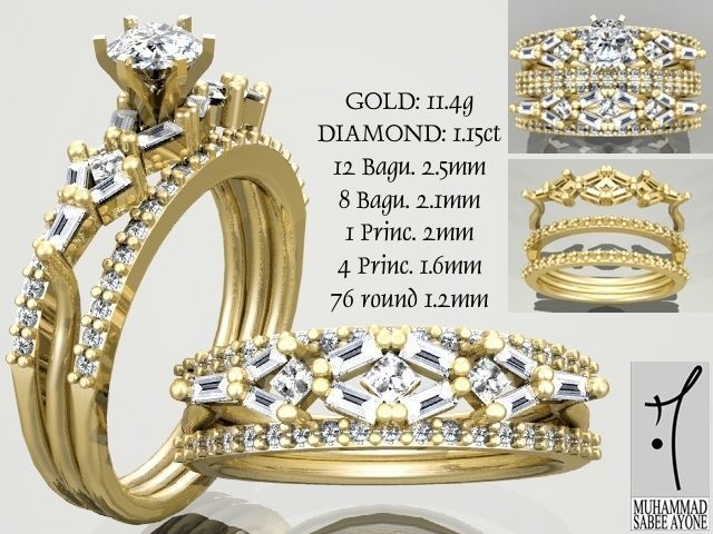 gold ring 3d print model jewelry wedding engagement fashion diamond printable jewel gem brilliant beauty diamant solitair baguette rings 3D print model - Mito3D