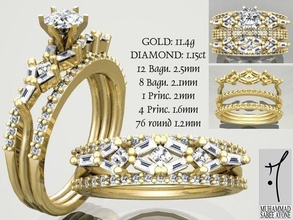 gold-ring 3d-Druck Modell Schmuck ring Hochzeit engagement Mode-ring Diamant-ring bedruckbar ist Juwel gem genial gold Mode-Schönheit diamant diamond solitair baguette Ringe 3d print model - Mito3D