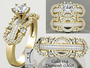 anel de ouro impressão 3d do modelo jóias printable casamento dedo da forma diamante gem prata moda beleza noivado jóia o engajamento solitair engagem anéis 3d print model - Mito3D
