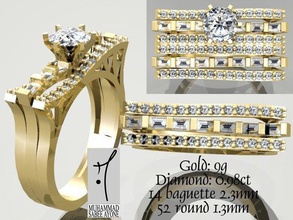 anello in oro stampa 3d modello gioielli matrimonio argento stampabile disco di platino brillante diamanti diamant emerald diamante gioiello cad fidanzamento moda e bellezza solitair baguette anelli engagem 3d print model - Mito3D