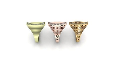 oro anillo 3pcs plata imprimible collar joyería joya colgante pendiente diamante precioso compromiso lujo accesorio brillante Moda belleza zafiro pulsera anillos 3d print model - Mito3D