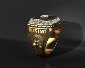 ouro anel caixa joalheria prata imprimível jóias esporte boxe luvas luva dedo formatura signetring silencioso boxer homem sinete argolas 3d print model - Mito3D
