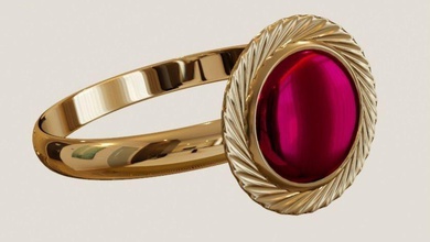 gold ring burgundy-garnet jewelry romance luxury shining rings 3d print model - Mito3D