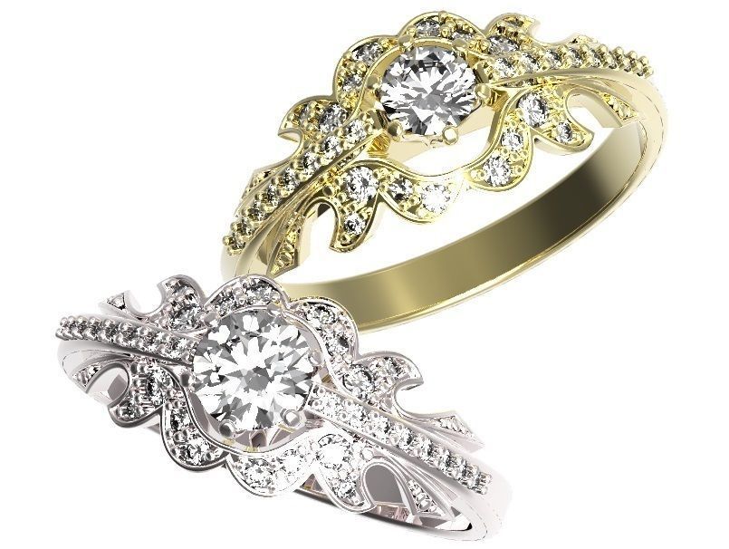gold ring diamond jewelry diamonds rubies sapphires emeralds engagement wedding rings 3D print model - Mito3D