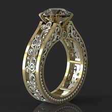 gold ring diamonds goldenring jewelry luxury printable custommodeling rings 3d print model - Mito3D