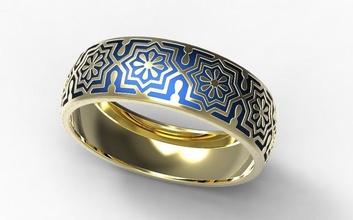 gold ring Emaille -13 Schmuck Schmelz Diamanten Stein valentine Tag Juwel Hochzeit kostbar Ringe 3d print model - Mito3D