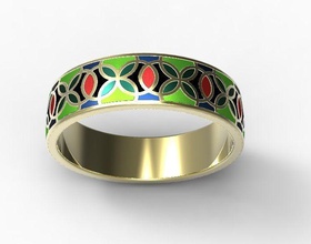 gold ring enamel -2 diamonds jewelry stone valentine day jewellery jewel wedding precious rings 3d print model - Mito3D