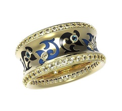 gold ring enamel diamonds -2 jewelry stone valentine day jewellery jewel wedding precious rings 3d print model - Mito3D