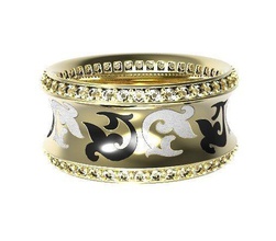 gold ring enamel diamonds jewelry makerschallenge stone valentine day jewellery jewel wedding precious rings 3d print model - Mito3D