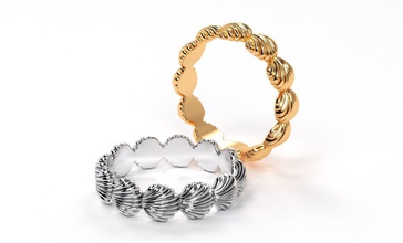 anillo de oro la perla cáscara joyería imprimible el platino plata pearl shell moda y belleza boda los anillos 3d print model - Mito3D