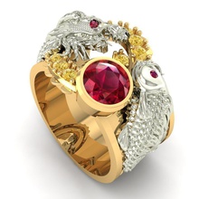 oro anillo rubí 1 joya precioso compromiso boda joyería ropa piedra preciosa anillos 3d print model - Mito3D