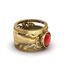 gold ring ruby oval 4 jewelry jewel gem engagement wedding precious jewellery gemstone clothing charm rings 3d print model - Mito3D