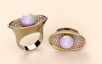 gold ring mit Steinen Perlen Schmuck Juwel Silber Steine cnc stl drucken Diamanten Edelsteine Ringe 3d print model - Mito3D