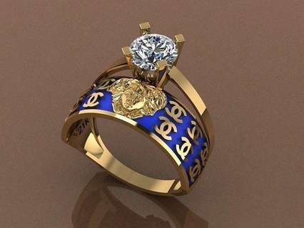 gold ring versace jewelry luxury wedding shining pendant bracelet printable silver rings jewellery fashion gem sterling engagement diamond 3d print model - Mito3D