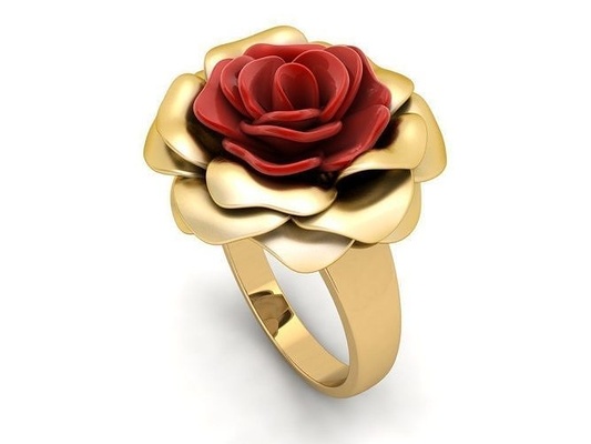 gold rose ring liebe schmuck druckbar ringe hochzeit engagement valentinstag cocktailring ehe rosering 3d print model - Mito3D