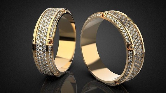 gold screw pave ring r27 diamonds silver jewellery cad wedding bvlgari earrings platinum engagement jewelry diamond engagem sterling panther rings 3d print model - Mito3D