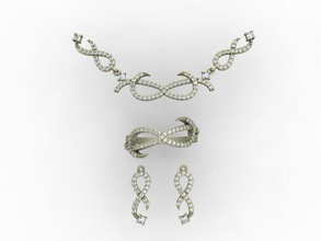 or serti ensemble de l'anneau joyau bijoux d'argent le diamant imprimable mariage l'engagement gem brillant bague en platine collier engagem la livre sterling anneau mode 3d print model - Mito3D
