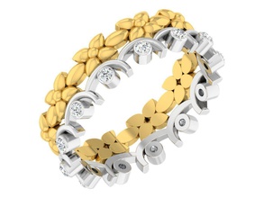 oro argento anello di diamanti stampa 3d modello 2 diamante fidanzamento fiore gemma d'oro gioielli ornamento preziosi anelli solitaire gioiello stampabile moda 3d print model - Mito3D