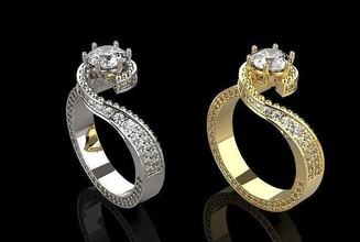 gold silver ring whit gams jewelry luxury gem diamond white brilliant fashion beauty rings 3d print model - Mito3D