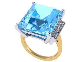 or argent topaze bague diamant d'or bijoux anneaux 3d print model - Mito3D