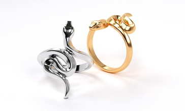 ouro anel de cobra jóias aço prata printable platina moda beleza o cad 3dprint anéis 3d print model - Mito3D
