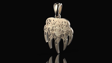 altın süspansiyon ayı ayağı takı resim tasarım üretme sterling kolye 3d print model - Mito3D
