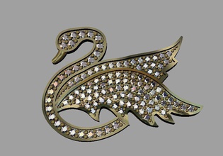 oro cisne colgante de el collar swan la plata anillo imprimible diamante joya joyería boda gem cad sterling engagem moda compromiso colgantes 3d print model - Mito3D