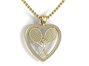 oro tennis ciondolo cuore design gioielli il 3d modello unico mariasharapova ciondoli 3d print model - Mito3D