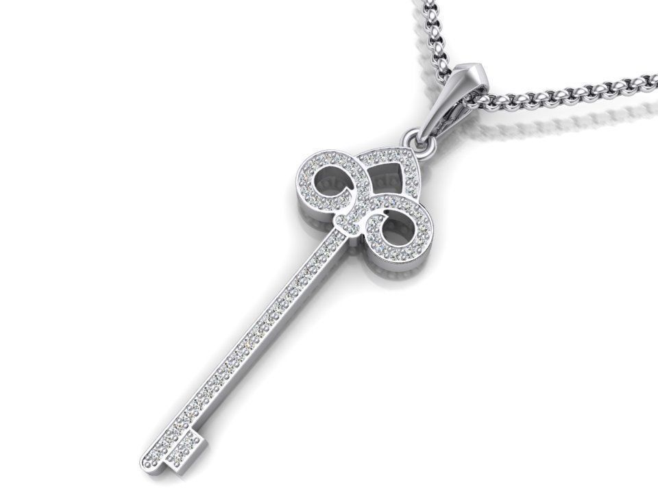 or tiffany clé pendentif bijoux acheter 3d de modèle d'argent les diamants 3dmodel pendentifs 3D print model - Mito3D