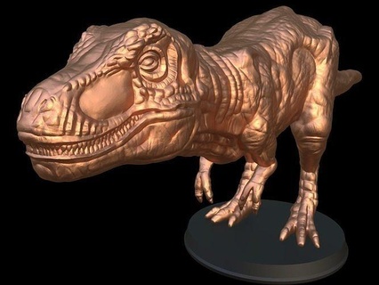 gold tyrannosaurus tier poly real realistisch drucken druckbar 3dprint spielzeug bildhauerei skulptur dinosaurier jurassisch rex reptil eidechse prähistorisch dino kunst skulpturen 3d print model - Mito3D