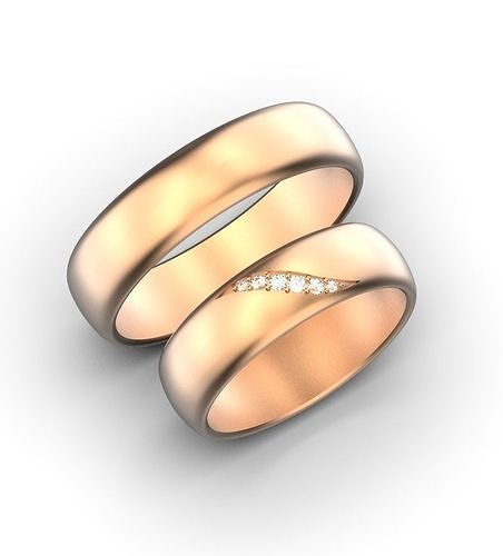 gold wedding bands diamonds rings pair ring diamond jewelry band 3D print model - Mito3D