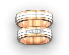 gold wedding rings set diamonds diamond bands ring jewellery fashion printable jewelry 3d print model - Mito3D