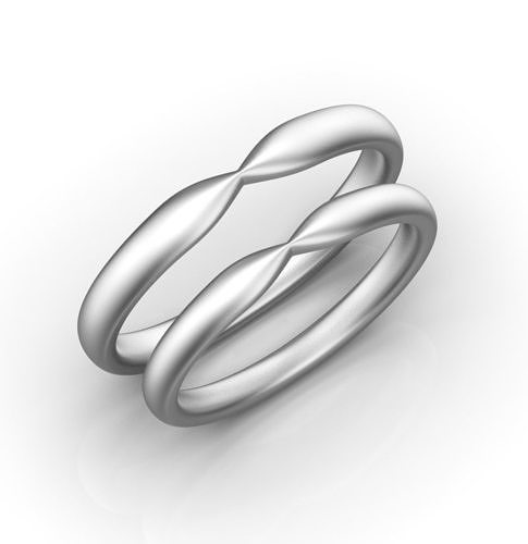 oro nozze bande anelli delicato squillare impostato coppia 3D print model - Mito3D