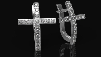 oro donne orecchini gioielli religione dio sacri croce prodotti gemme gli 3d print model - Mito3D
