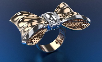 gold women ring bow shining jewerly jewel decoration golden jewelry rings 3d print model - Mito3D