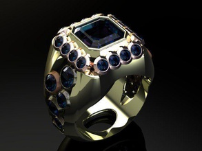 golden-ring gioielli anello gemma anelli brillante diamante oro matrimonio di fidanzamento stampabile gioiello argento bianco moda band disco platino dito e bellezza zaffiro 3d print model - Mito3D