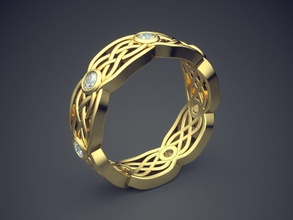 golden geflochten linien ring diamanten gold juwel schmuck ringe hochzeit diamant brillant cad mode schönheit finger platin druckbar flechten charakter 3d print model - Mito3D