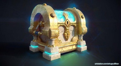 golden chest gold 3dprint stylized box fantasy game treasure pirate holy crystal art ready games toys accessories 3d print model - Mito3D
