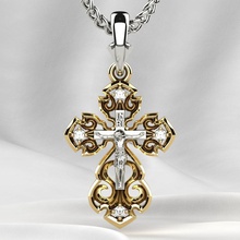 golden cross crucifixion rhoduim jesus pendant gold printable 3dprint print church christian inri jewel jewelry gem silver pendants 3d print model - Mito3D