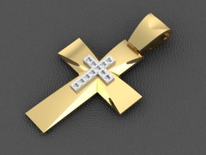golden cross diamonds jewelry christian jesus catholic religious catholicism bible pendant gold pendants 3d print model - Mito3D