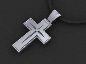 golden cross pendant diamond stone 2 jewelry christian jesus catholic religious catholicism bible gold pendants 3d print model - Mito3D