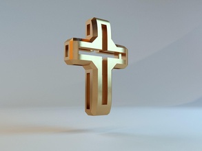 golden kreuz kirche religion jesus kunst anhänger christian konzeptionell schmuck 3d print model - Mito3D